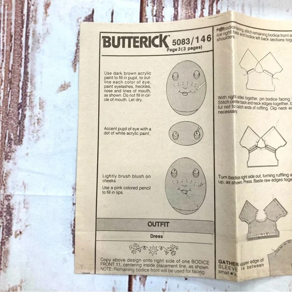 Butterick Holly Hobbie #146 Patterns Vintage 1990 One Size DIY - Picture 9 of 12